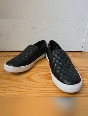 Steve Madden Black Quilted Slip-On Sneakers Size 7